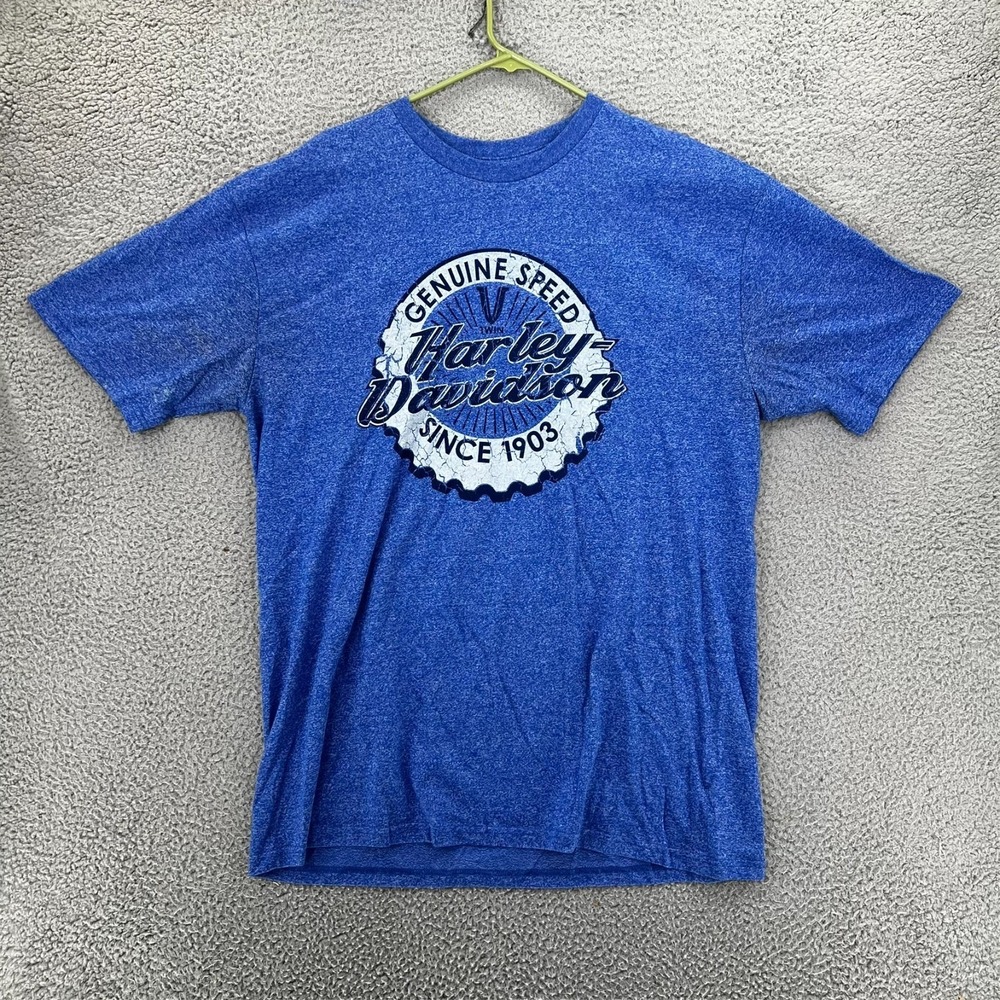 Harley-Davidson Lake Shore Libertyville IL Blue Graphic T-Shirt Mens‎ XL Heather